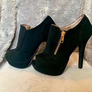 Black Peep-Toe Heels